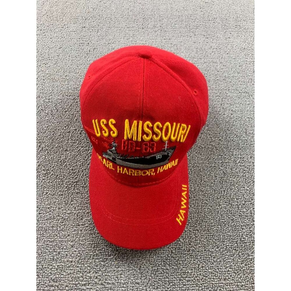 Chelona USA Hat Cap Strap Back One Size Red USS Missouri BB 63 Pearl Harbor Army
